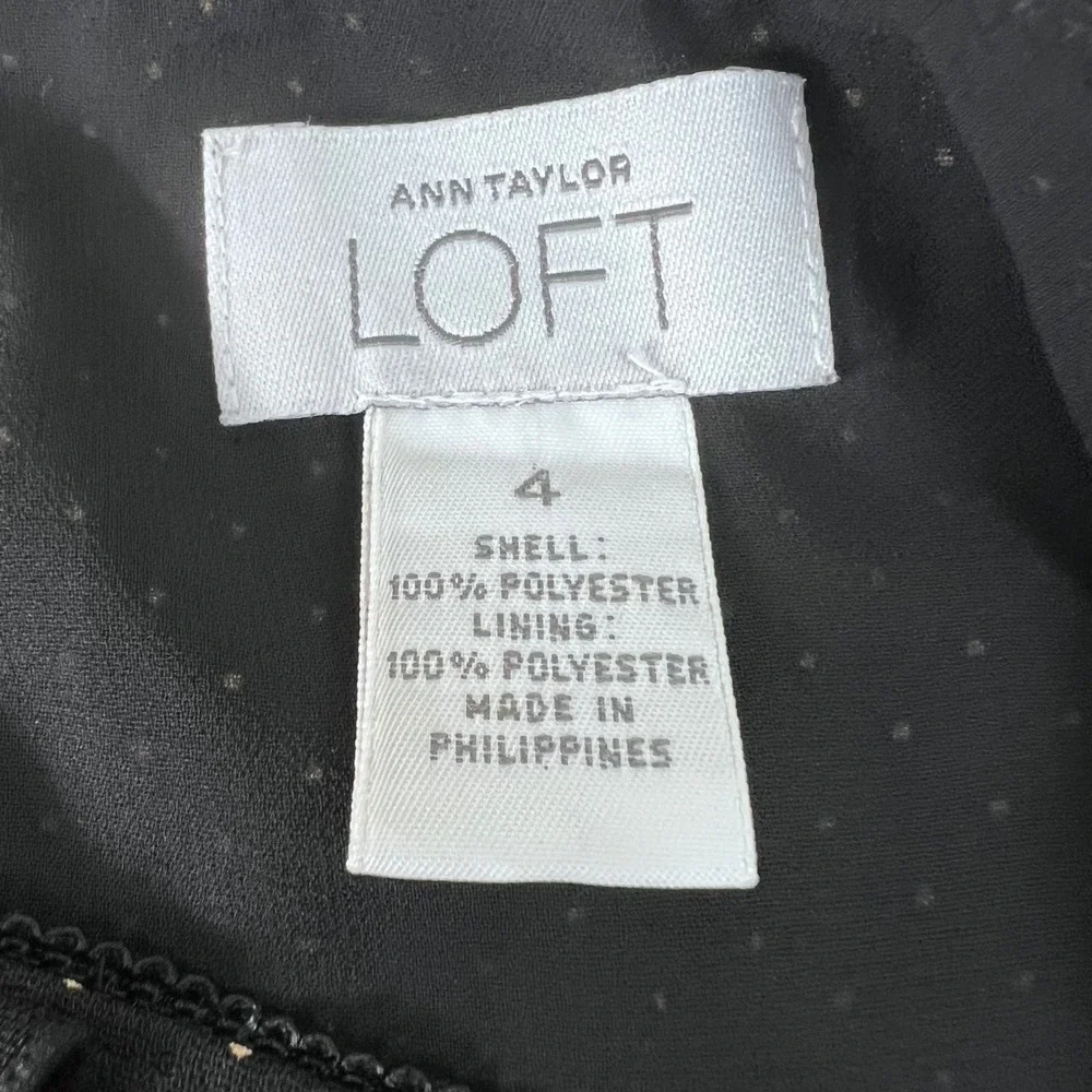 Ann Taylor LOFT Polka Dot Skirt Ruffle Trim Black White Size‎ 4 Career Classic